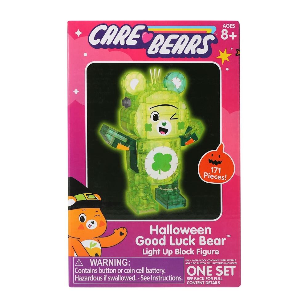 🔥Care Bears (2025) 171pc HALLOWEEN GOOD LUCK BEAR Light Up Block Figure BNWT🔥